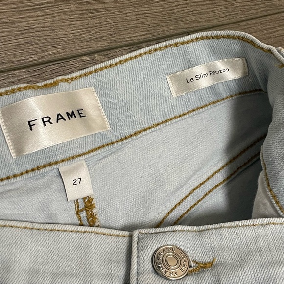 FRAME Le Slim Palazzo Jeans High Rise Wide Leg Feather Light Wash Sz 27 NWT $278 - Picture 6 of 11